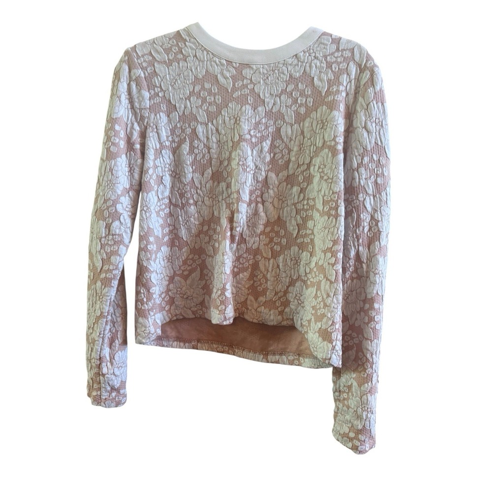 Endless Rose White Lace Floral Jacquard Nude Lining Top Size Large Back Zipper